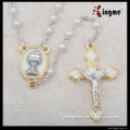 5mm Pearl beads rosary with edible gold crucifix and center